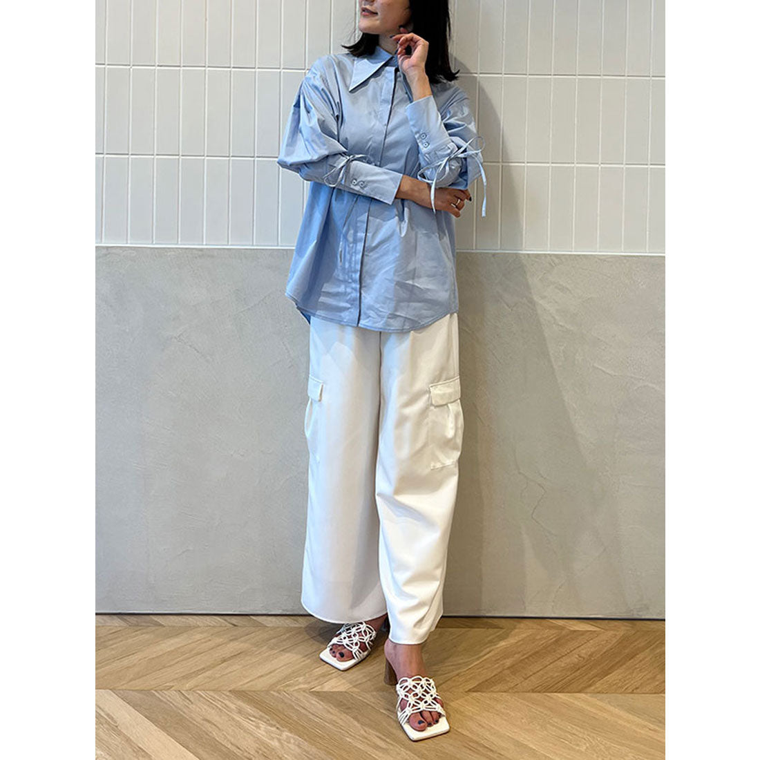 エイミーイストワール eimy istoire スリーブデザインロングシャツ (SAX) SAX