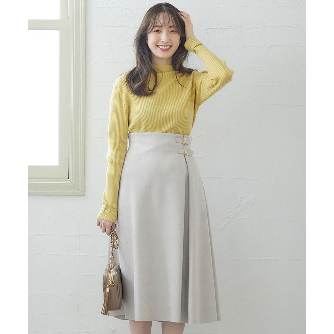 トゥエルブアジェンダ 12Twelve Agenda フェイクスエードサイドベルトフレアスカート