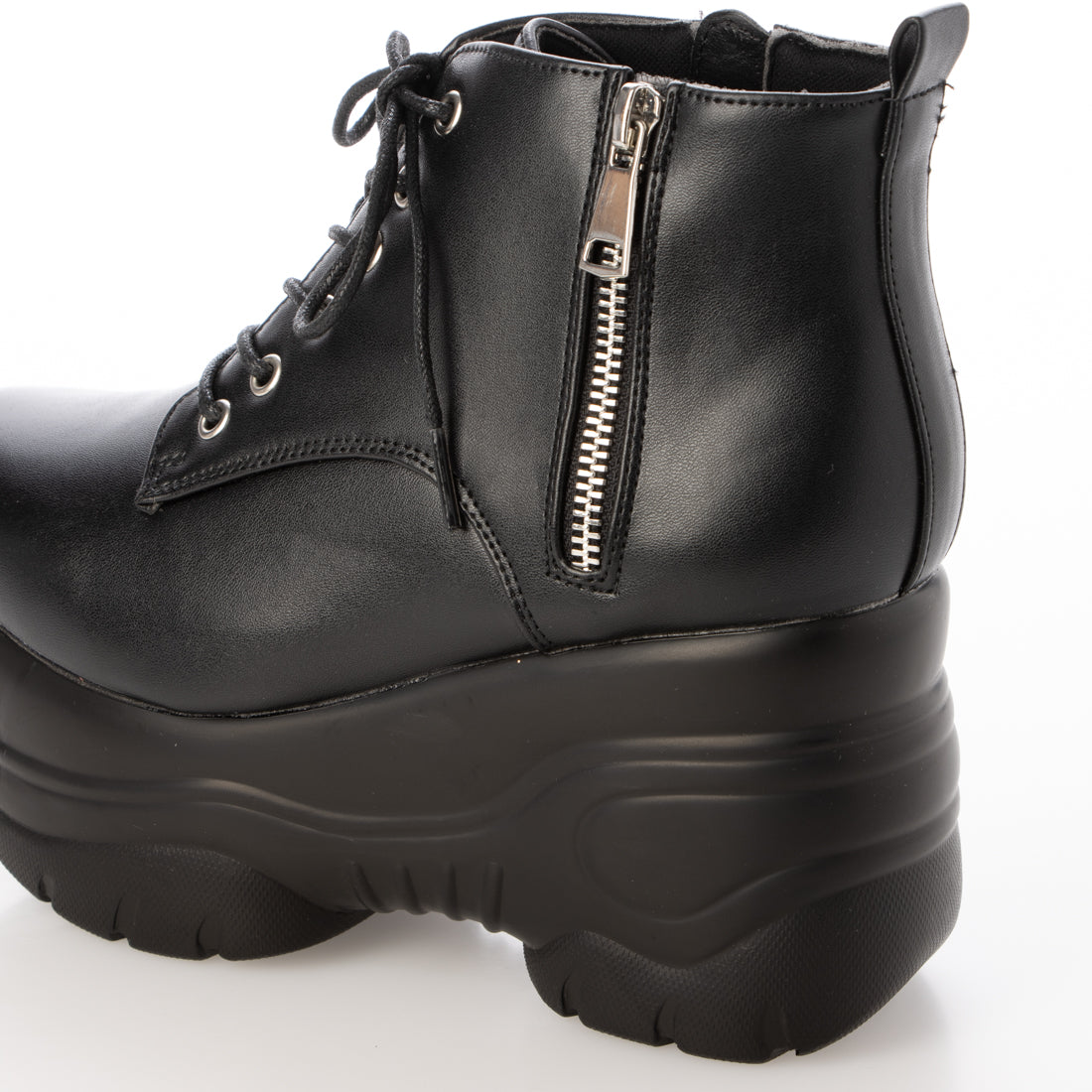 アタガール attagirl 厚底サイドジッパーブーツ (ブラックスムース) ブラックスムース