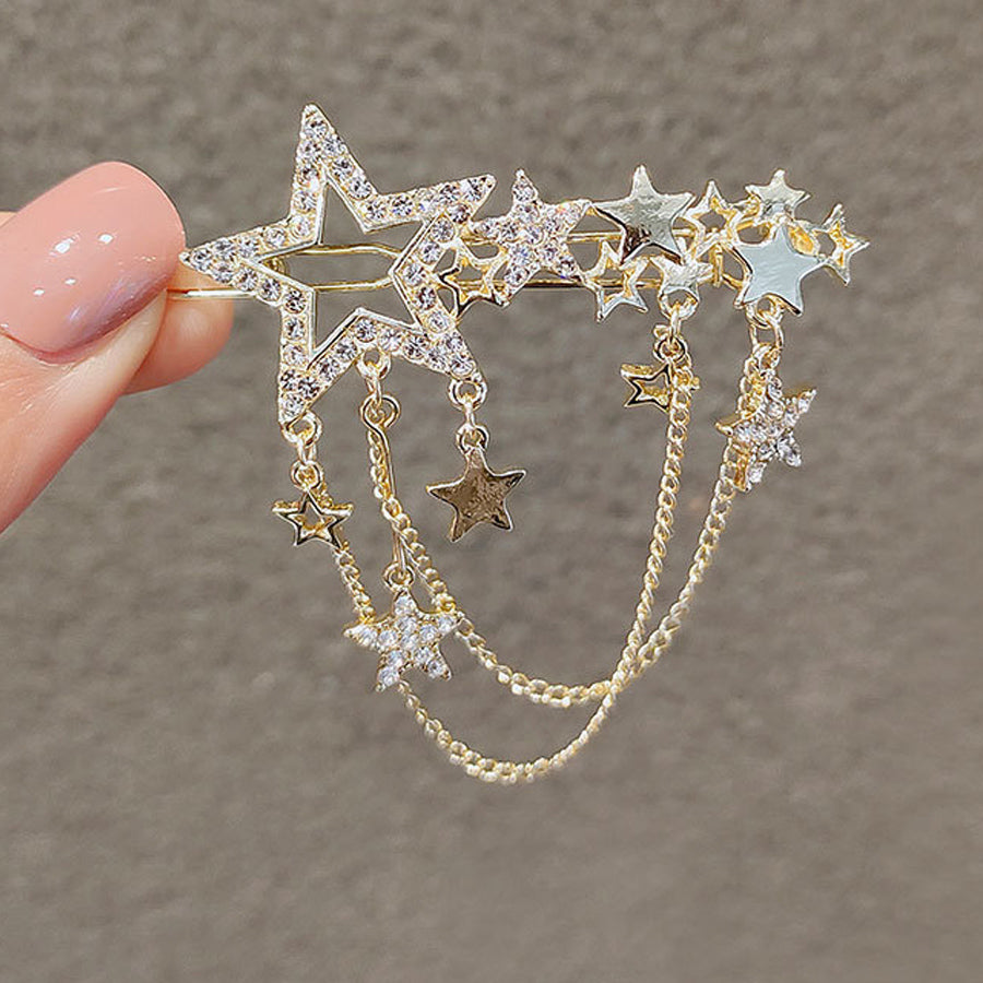 ショッピングゴー shoppinggo ヘアピン 星 1点入り ヘア留めヘア アクセサリー クロスヘアピン 前髪 かわいい ゴールド オシャレ 髪飾り 上品 パーティー飾り (ゴールド) ゴールド