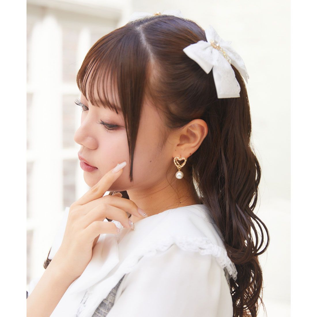 ロジータ ROJITA パール付きミニハートピアス