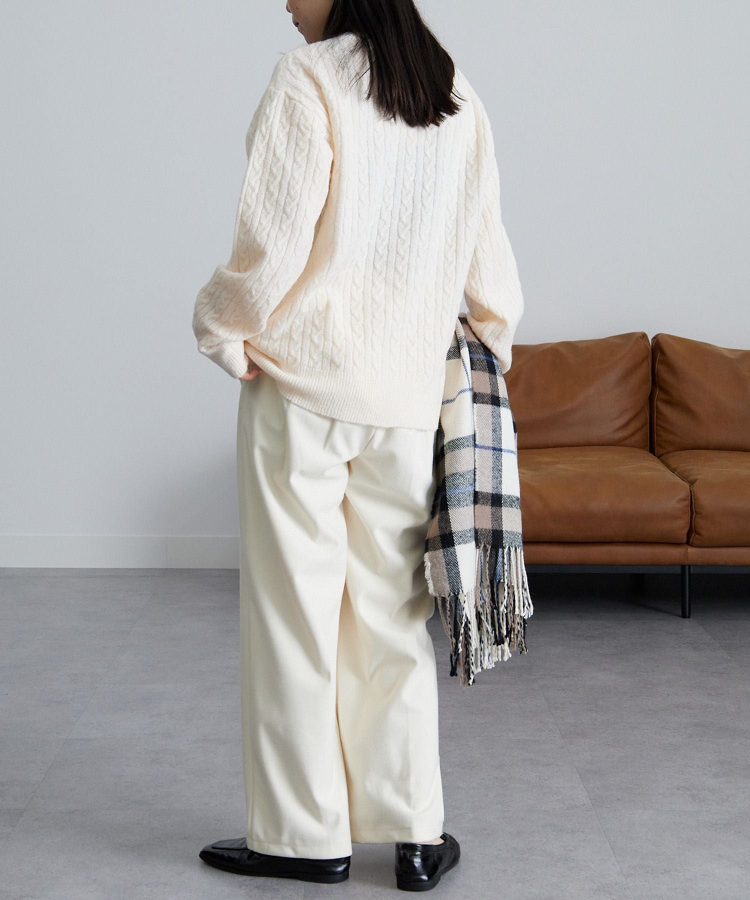 ラナン Ranan <U.S.POLO ASSN./ユーエスポロアッスン> ワンポイントケーブルニット