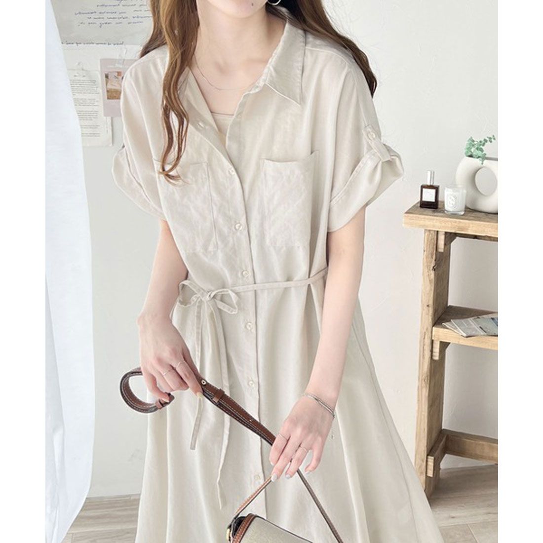 Classical Elf Functional × Casual Adult Style. Airy Touch Shirt Dress