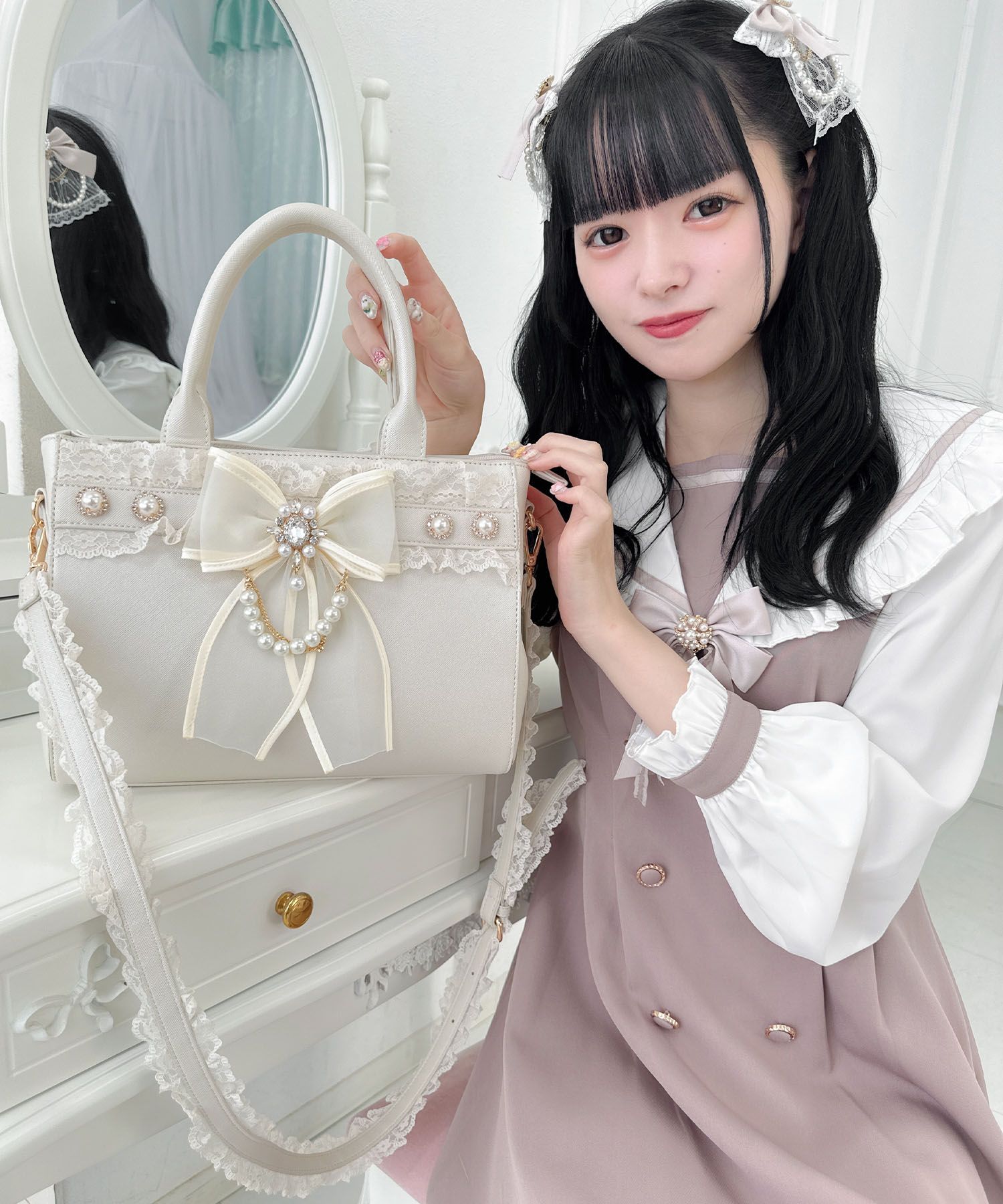 ロジータ ROJITA チュールリボン付き2wayバッグ