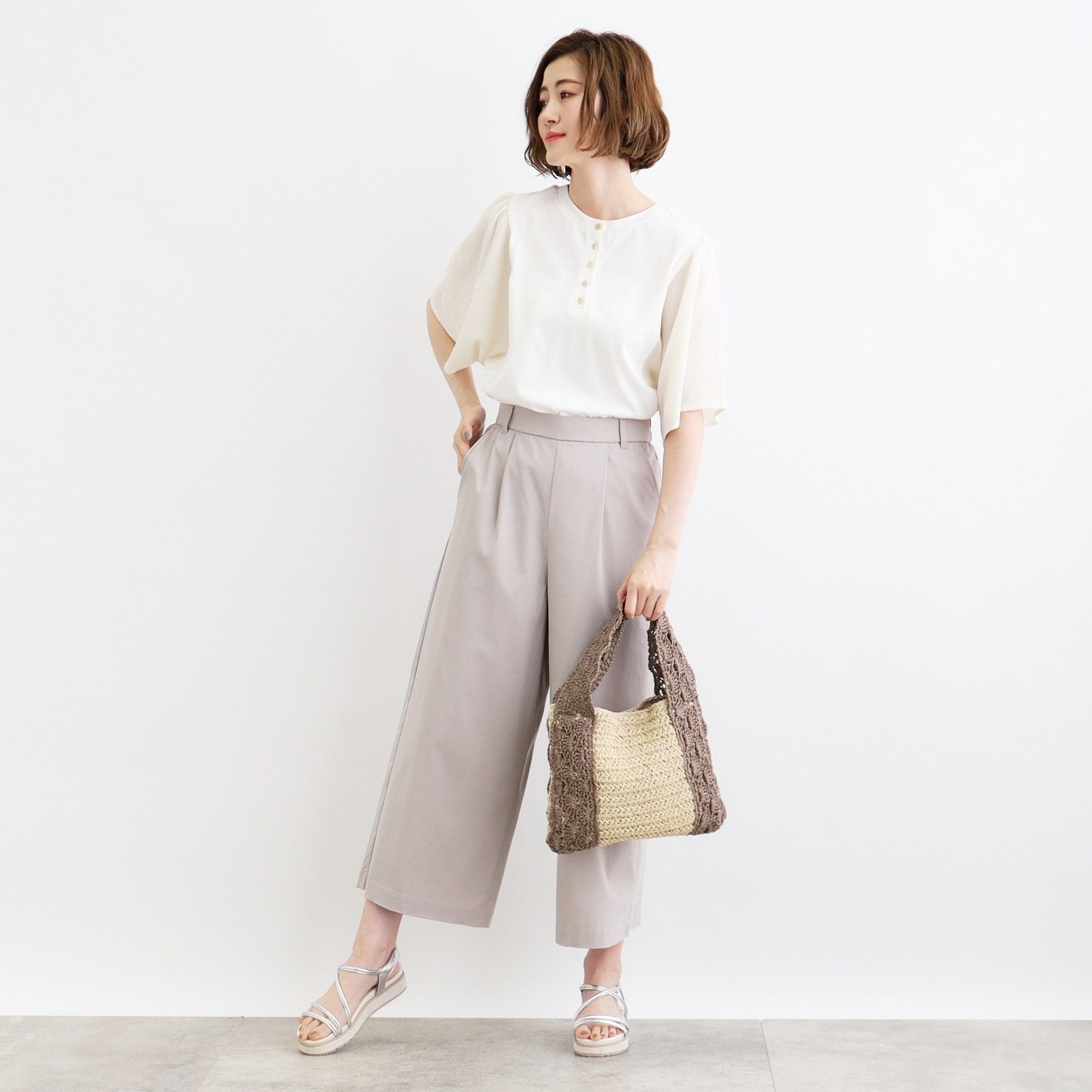 グローブ grove <接触冷感・UVカット・前後2WAY>異素材スリーブプルオーバー