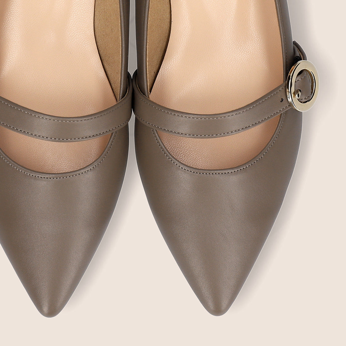 マミアン mamian 甲ストラップフラットシューズ/m17005 (ダークグレージュ) ダークグレージュ