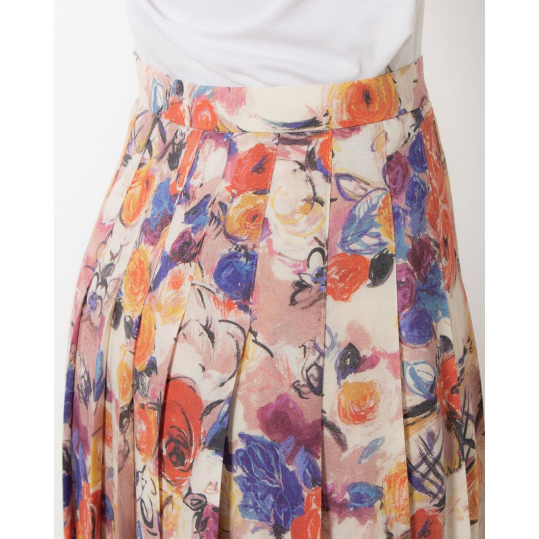 オールド イングランド OLD ENGLAND フラワープリントプリーツスカート