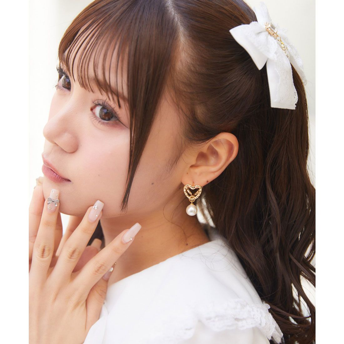 ロジータ ROJITA パール付きミニハートピアス