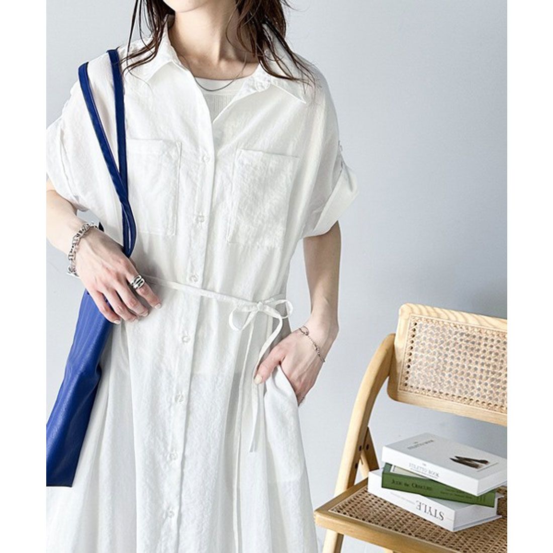 Classical Elf Functional × Casual Adult Style. Airy Touch Shirt Dress