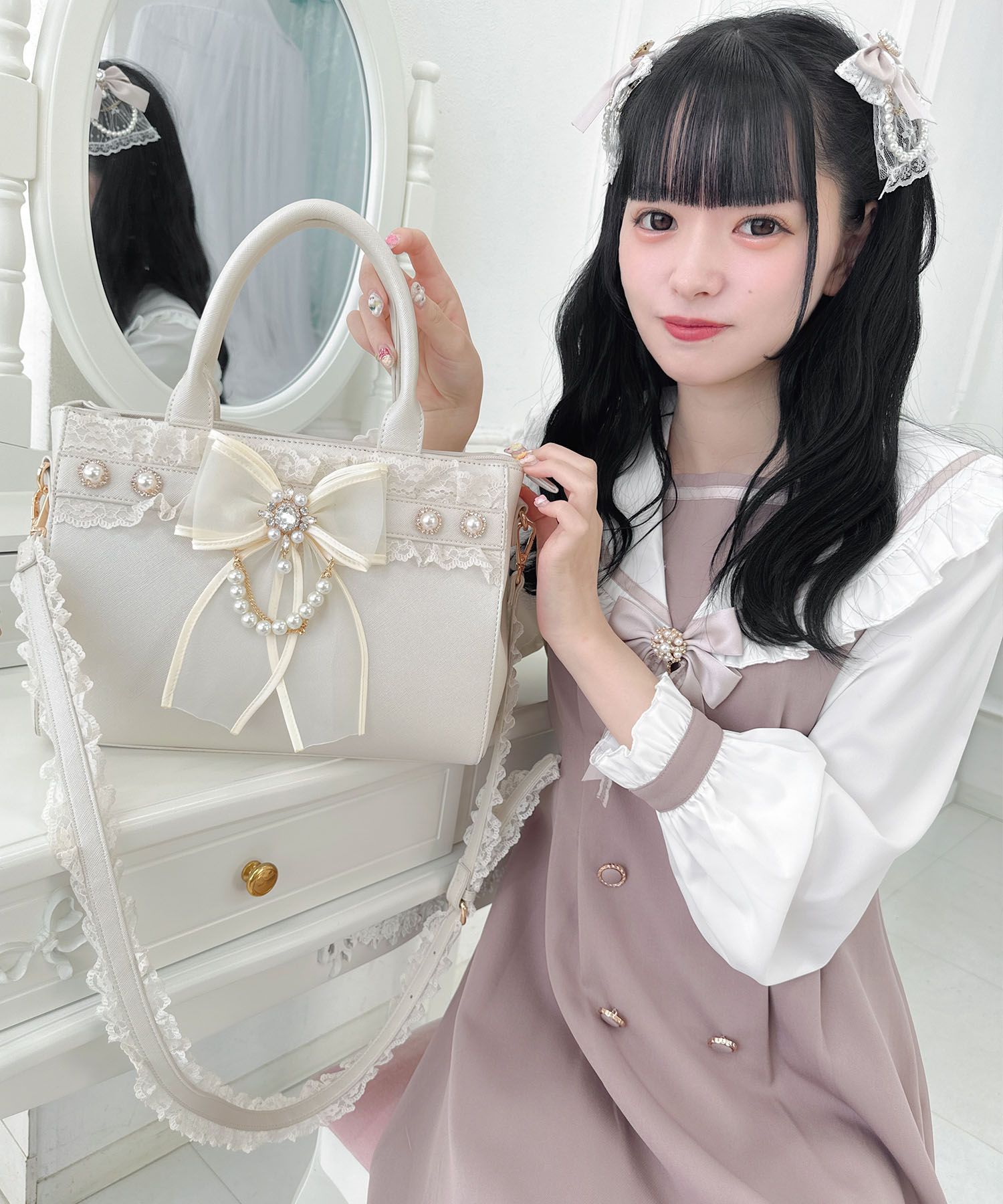 ロジータ ROJITA チュールリボン付き2wayバッグ