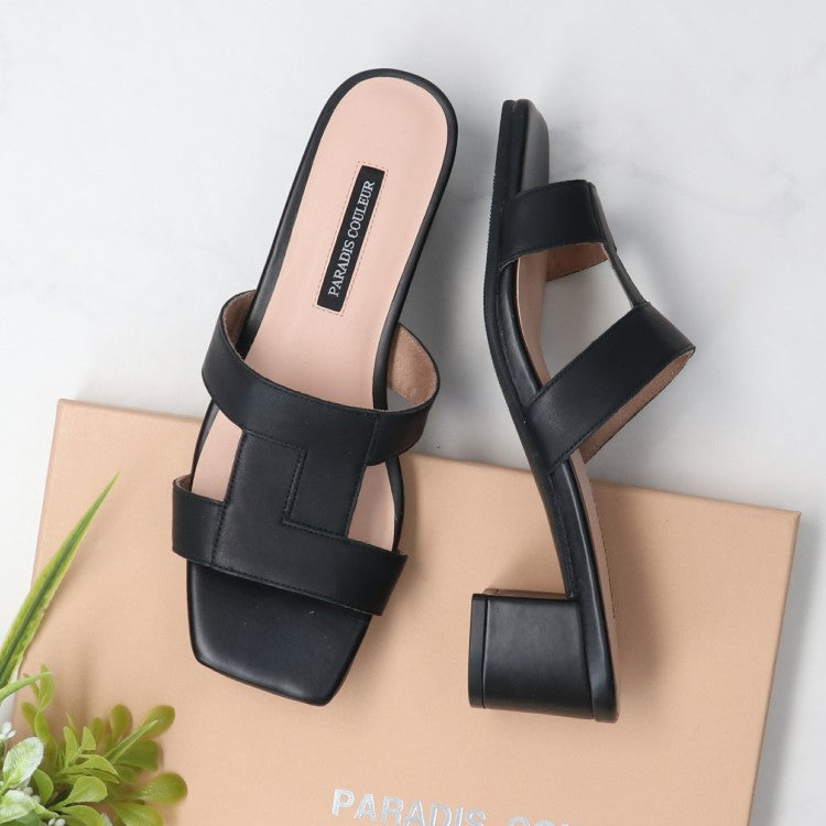 パラディクルール PARADIS COULEUR スクエアトウクロスミュールサンダル (ブラック) ブラック