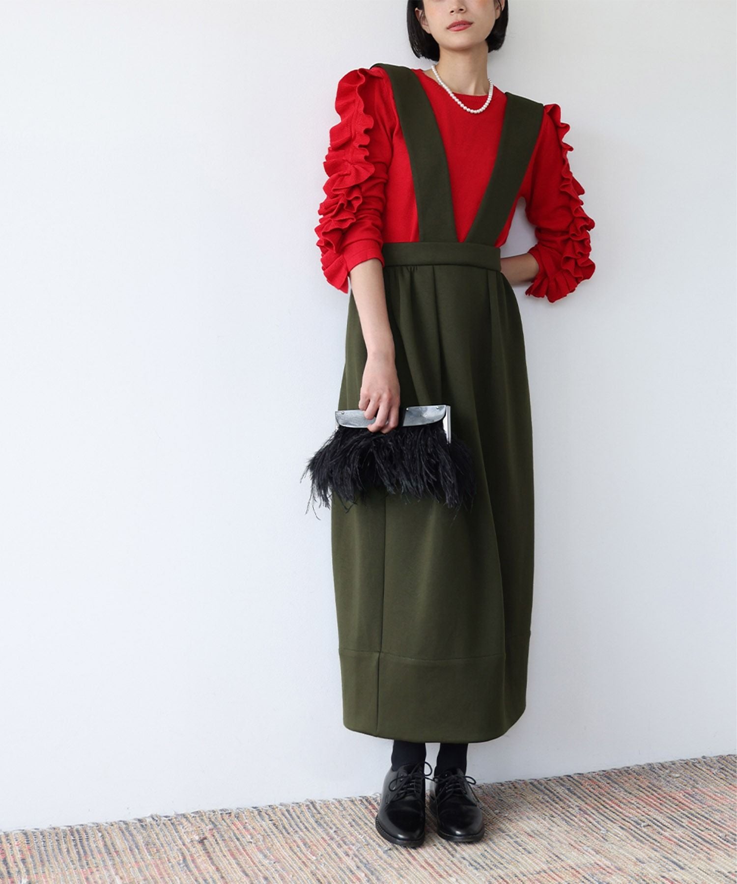 エルフランク ELFRANK サスペンダー付きハイウエストロングスカート