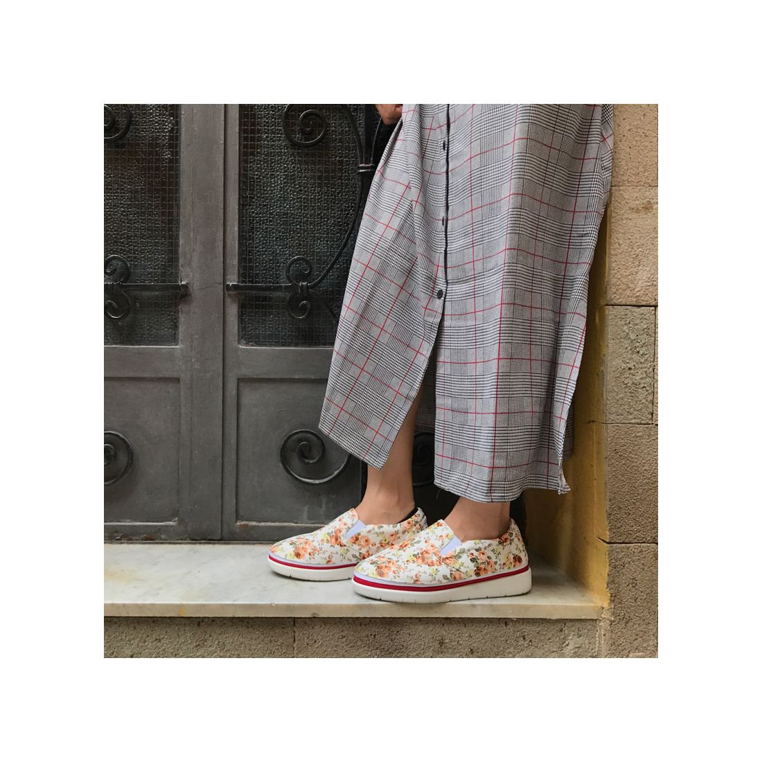 ジョニーアンドジェシー Johnny & Jessy フラワー柄ゴムスリッポン