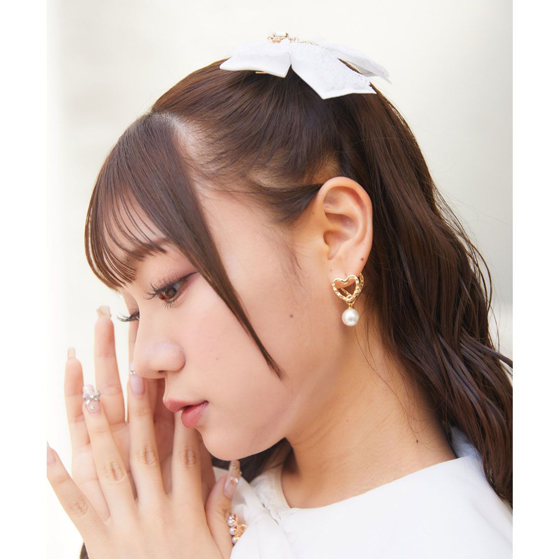 ロジータ ROJITA パール付きミニハートピアス