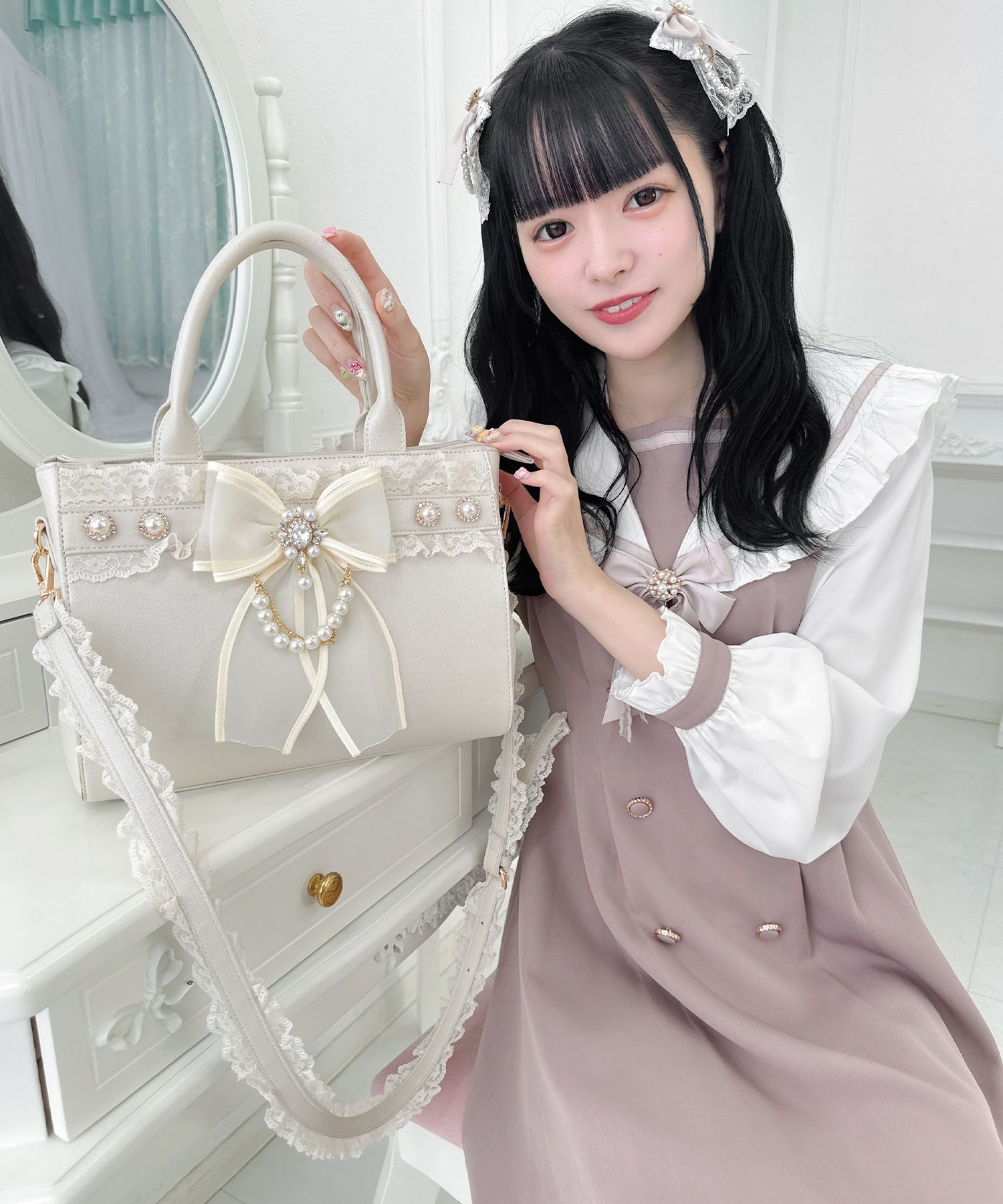 ロジータ ROJITA チュールリボン付き2wayバッグ