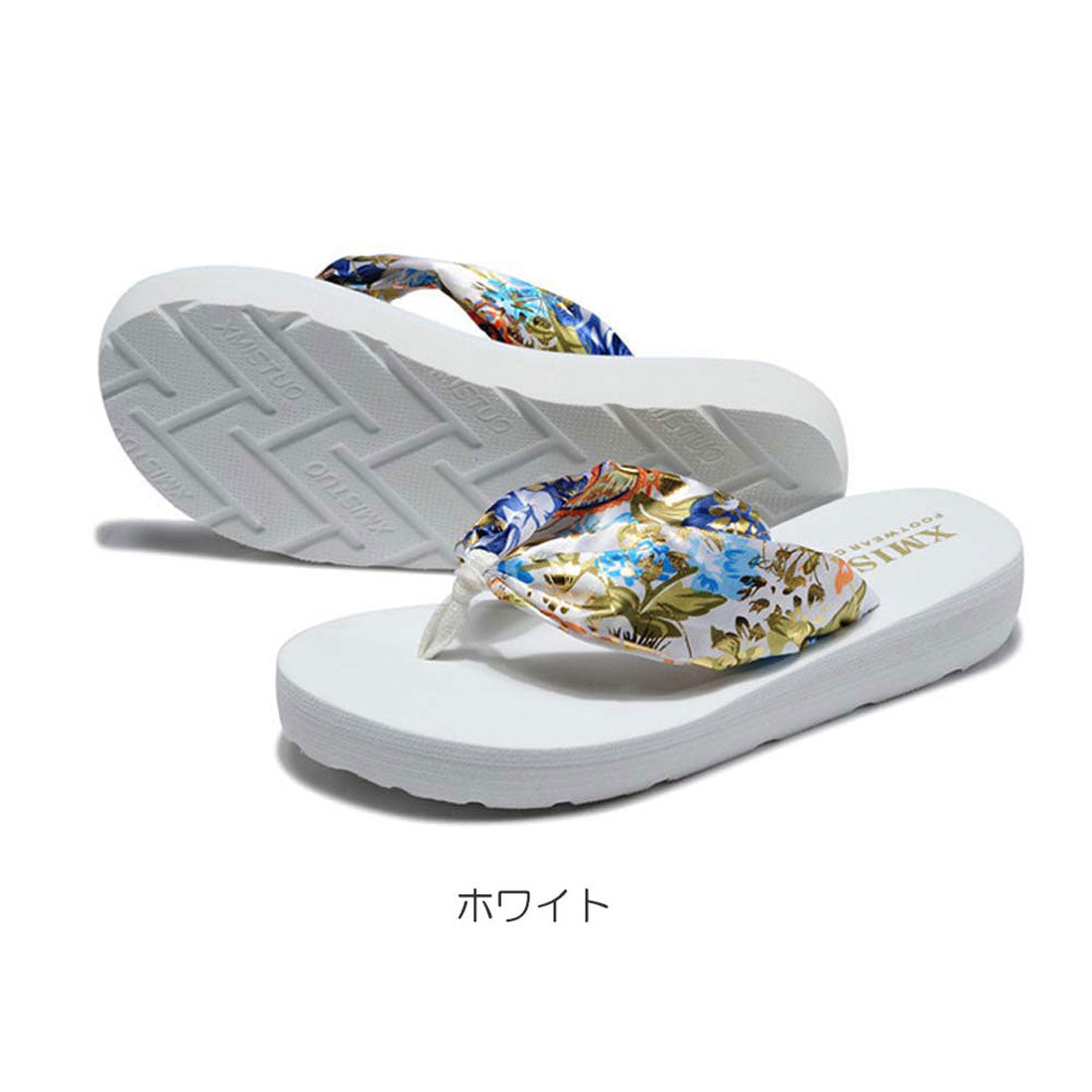 トングサンダル レディース ブラックA(フラワー)