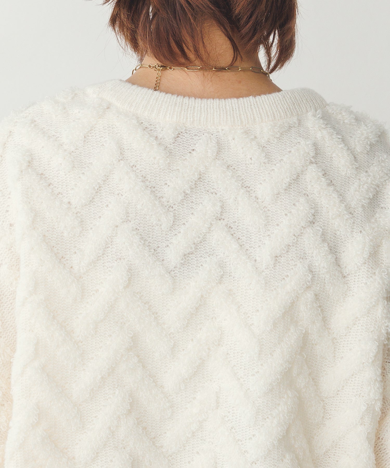 ハンチ hunch モヘアタッチヘリンボーン柄編みニット (オフホワイト) オフホワイト