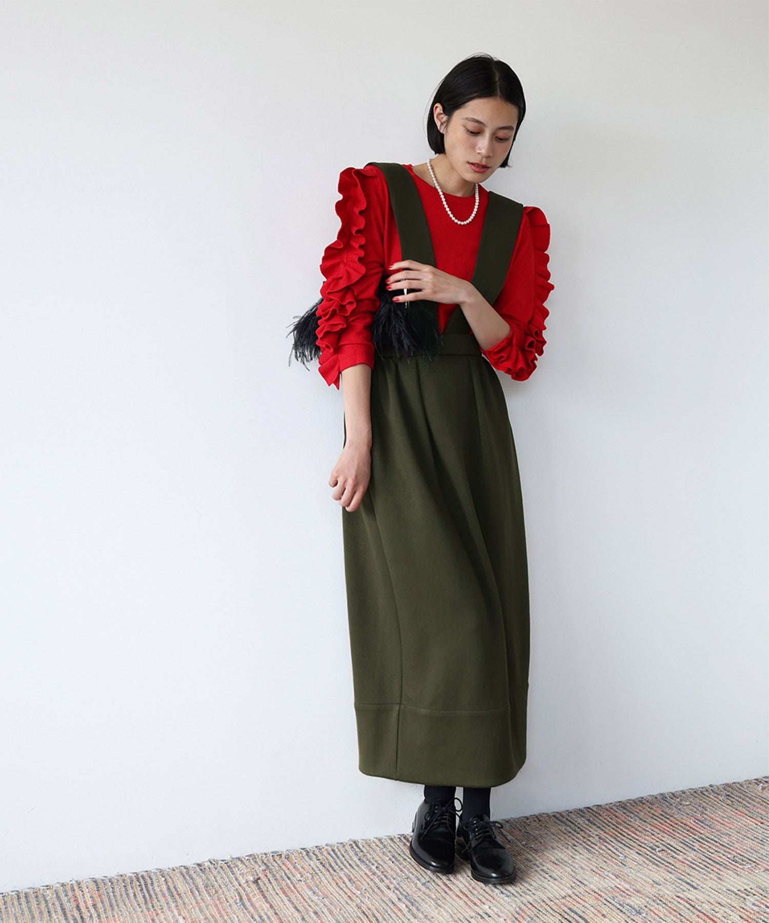 エルフランク ELFRANK サスペンダー付きハイウエストロングスカート