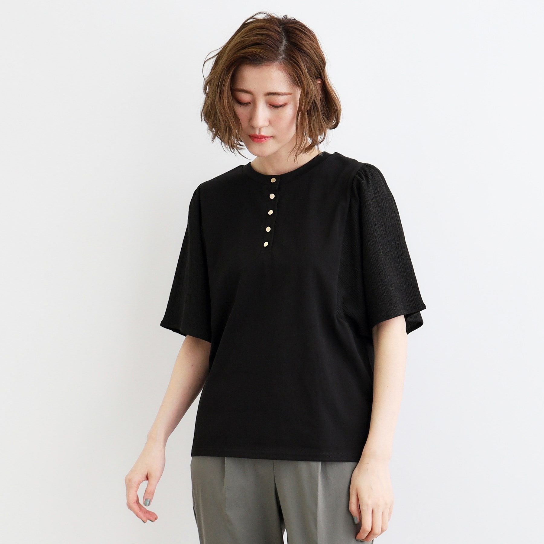 グローブ grove <接触冷感・UVカット・前後2WAY>異素材スリーブプルオーバー