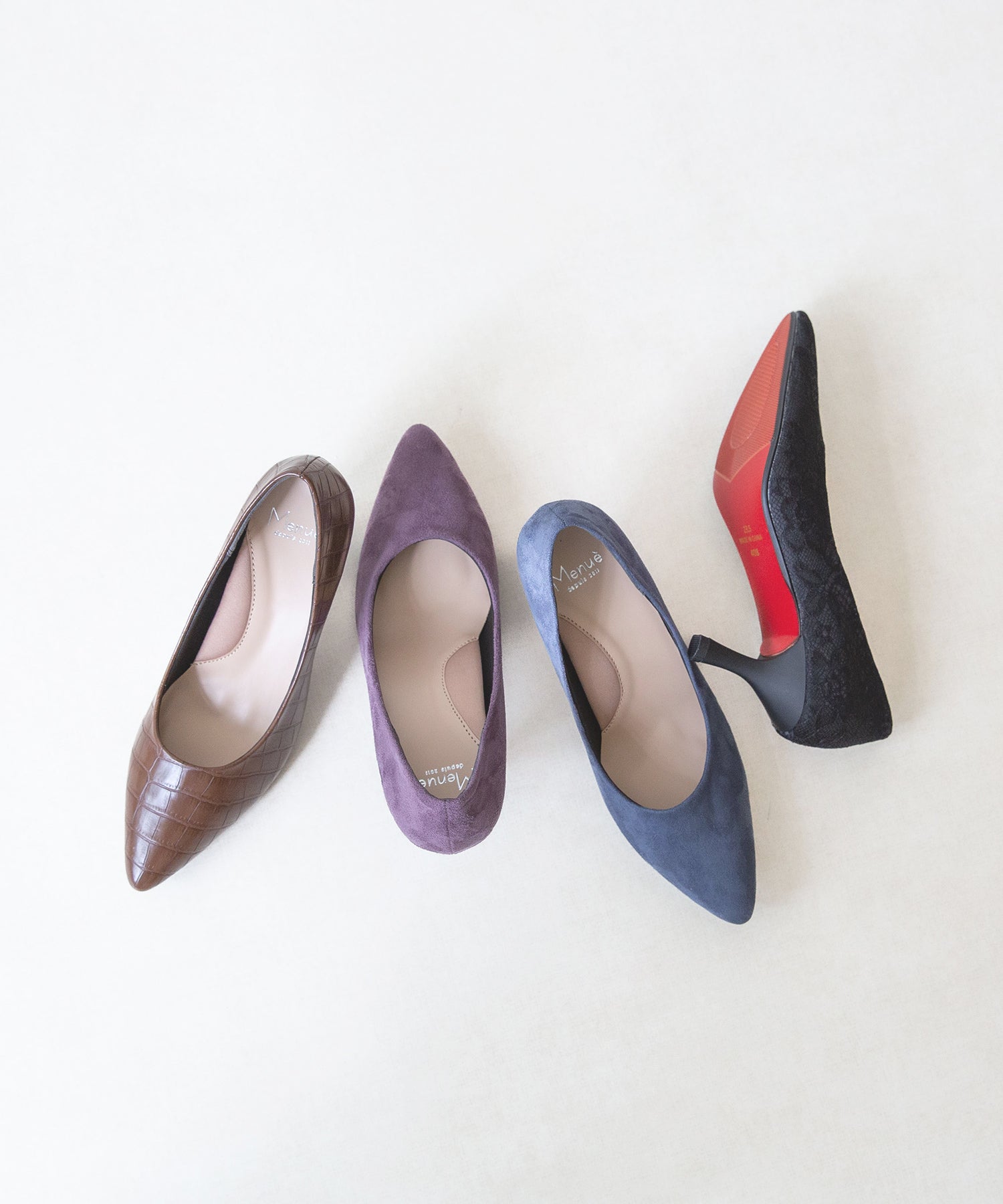 メヌエ Menue ふわっふわの履き心地 ポインテッドトゥ パンプス (3076グレイッシュネイビーSD) 3076グレイッシュネイビーSD