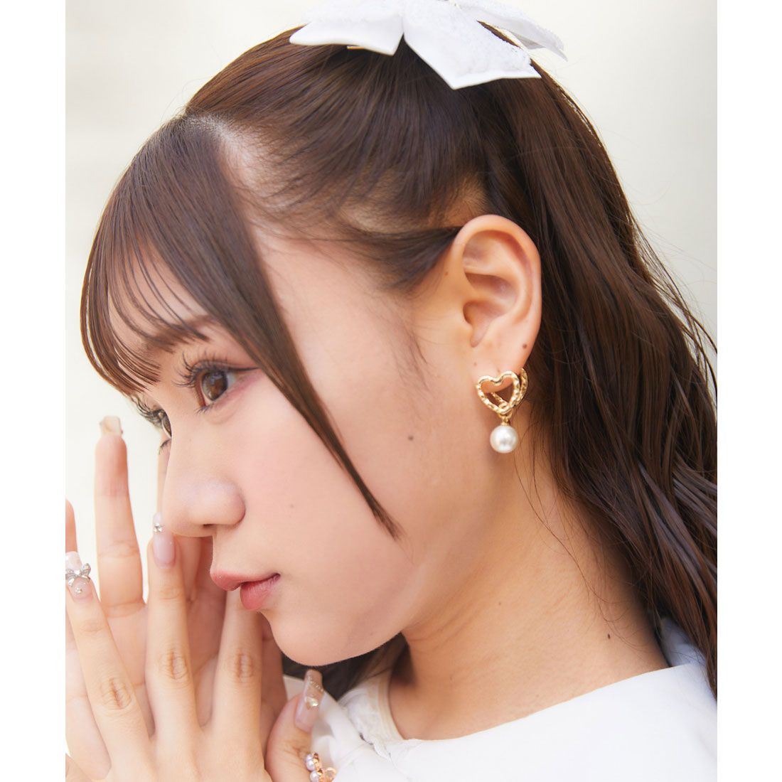 ロジータ ROJITA パール付きミニハートピアス