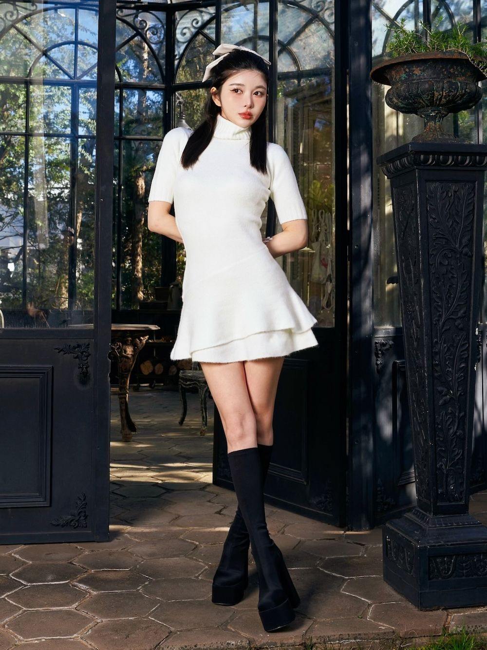 ダーリッチ Darich イレヘムフリルニットミニワンピース