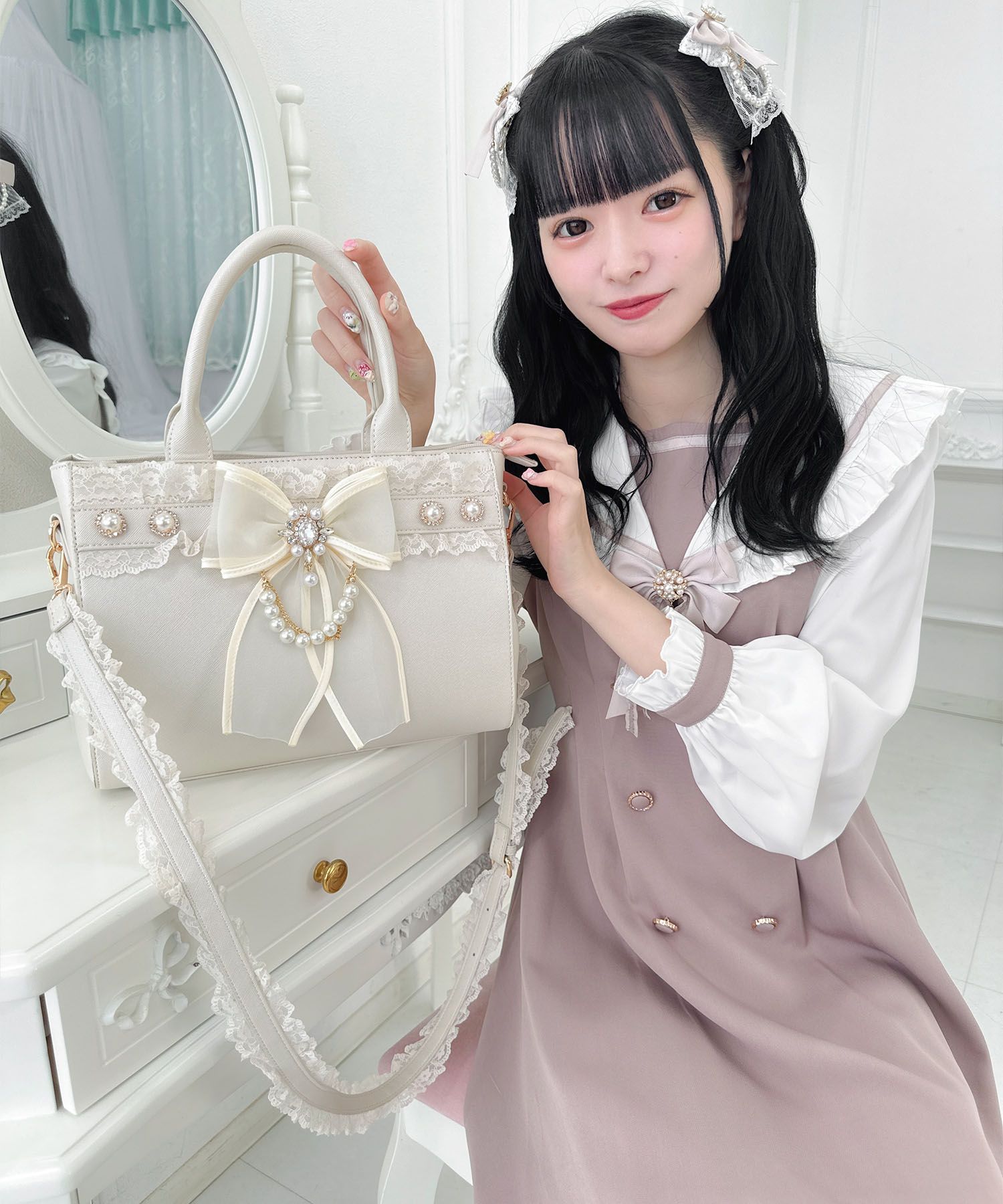 ロジータ ROJITA チュールリボン付き2wayバッグ