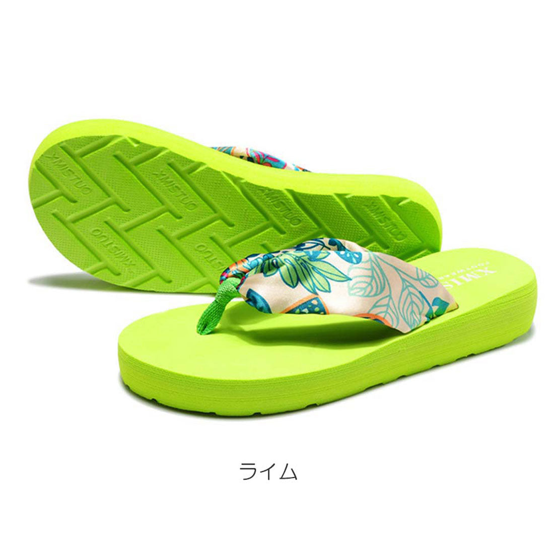 トングサンダル レディース ブラックA(フラワー)