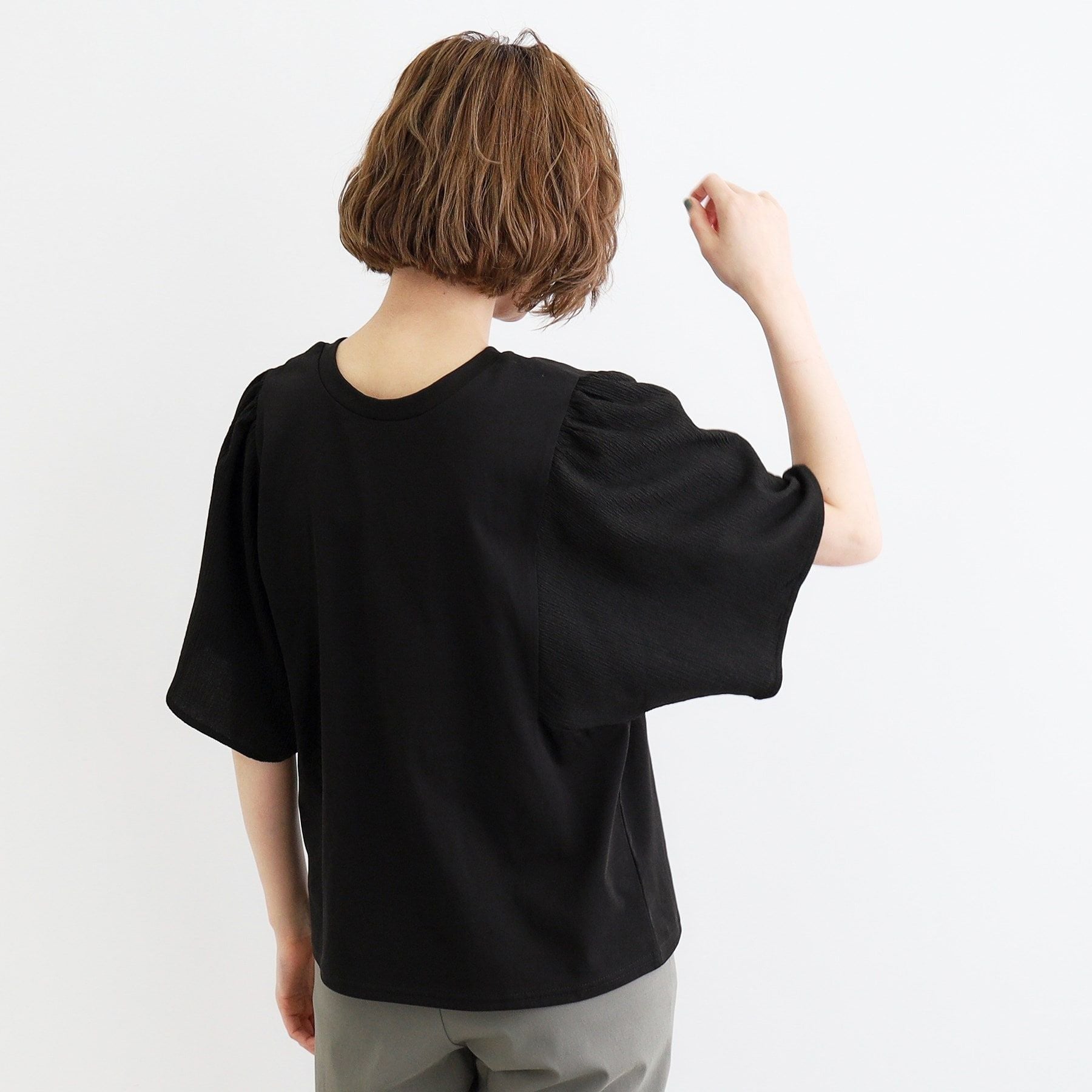 グローブ grove <接触冷感・UVカット・前後2WAY>異素材スリーブプルオーバー