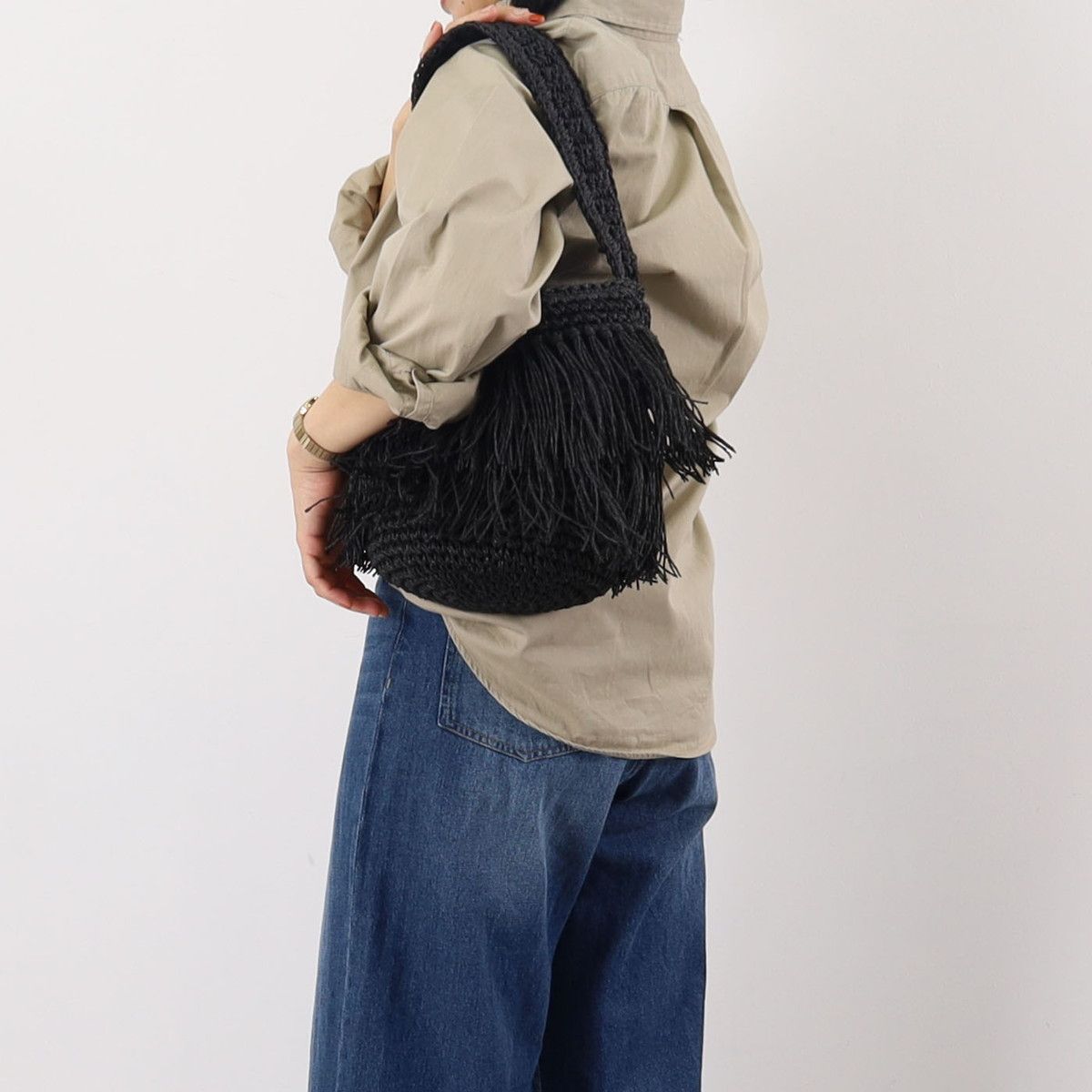 クーコ COOCO ペーパーフリンジワンショルダーバッグ