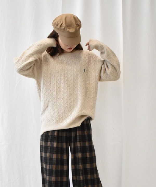 ラナン Ranan <U.S.POLO ASSN./ユーエスポロアッスン> ワンポイントケーブルニット