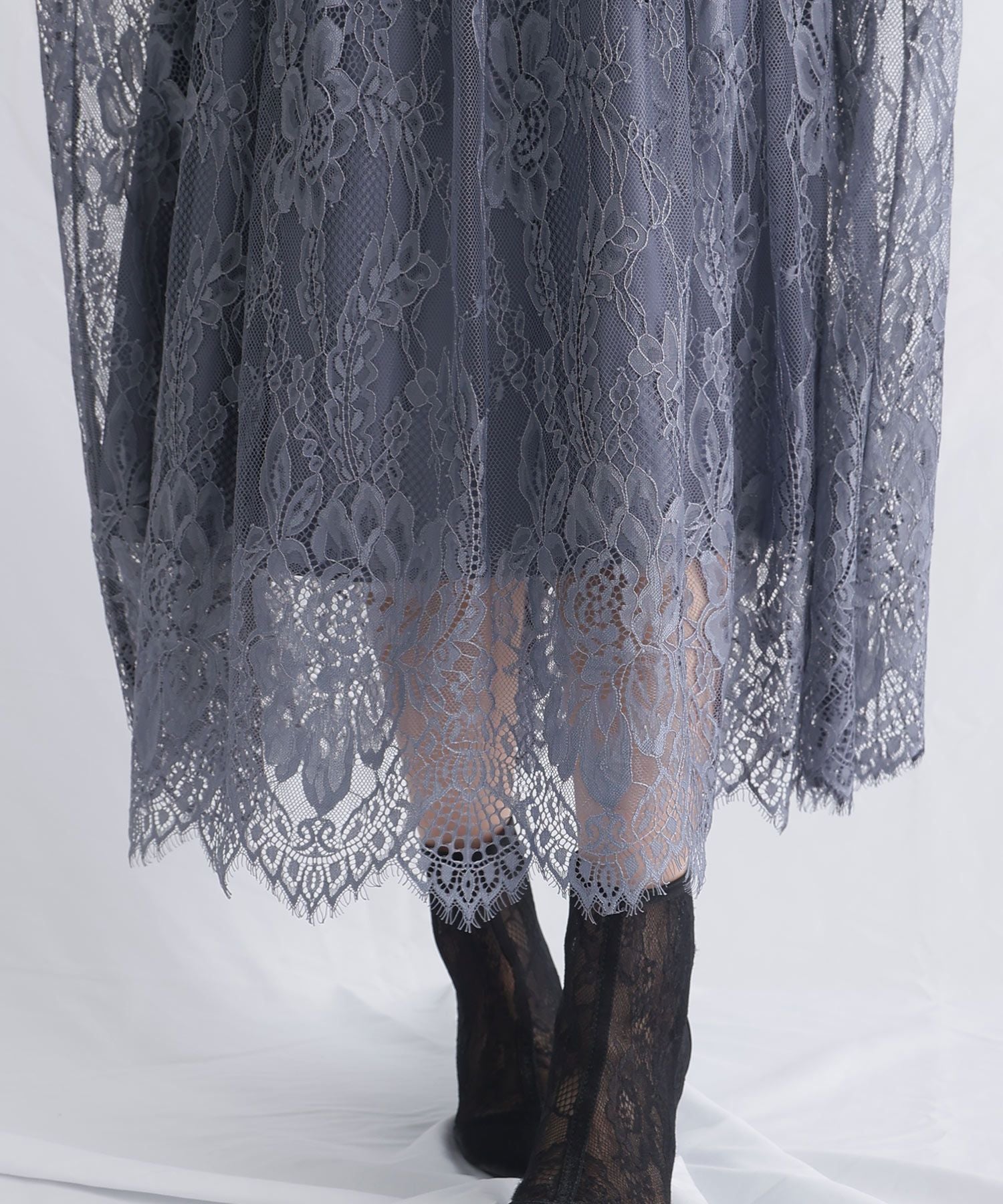 プールヴー PourVous 袖あり&ミモレ丈パーティードレスチャイナ風お呼ばれ結婚式フォーマル ワンピース 20代 30代 40代