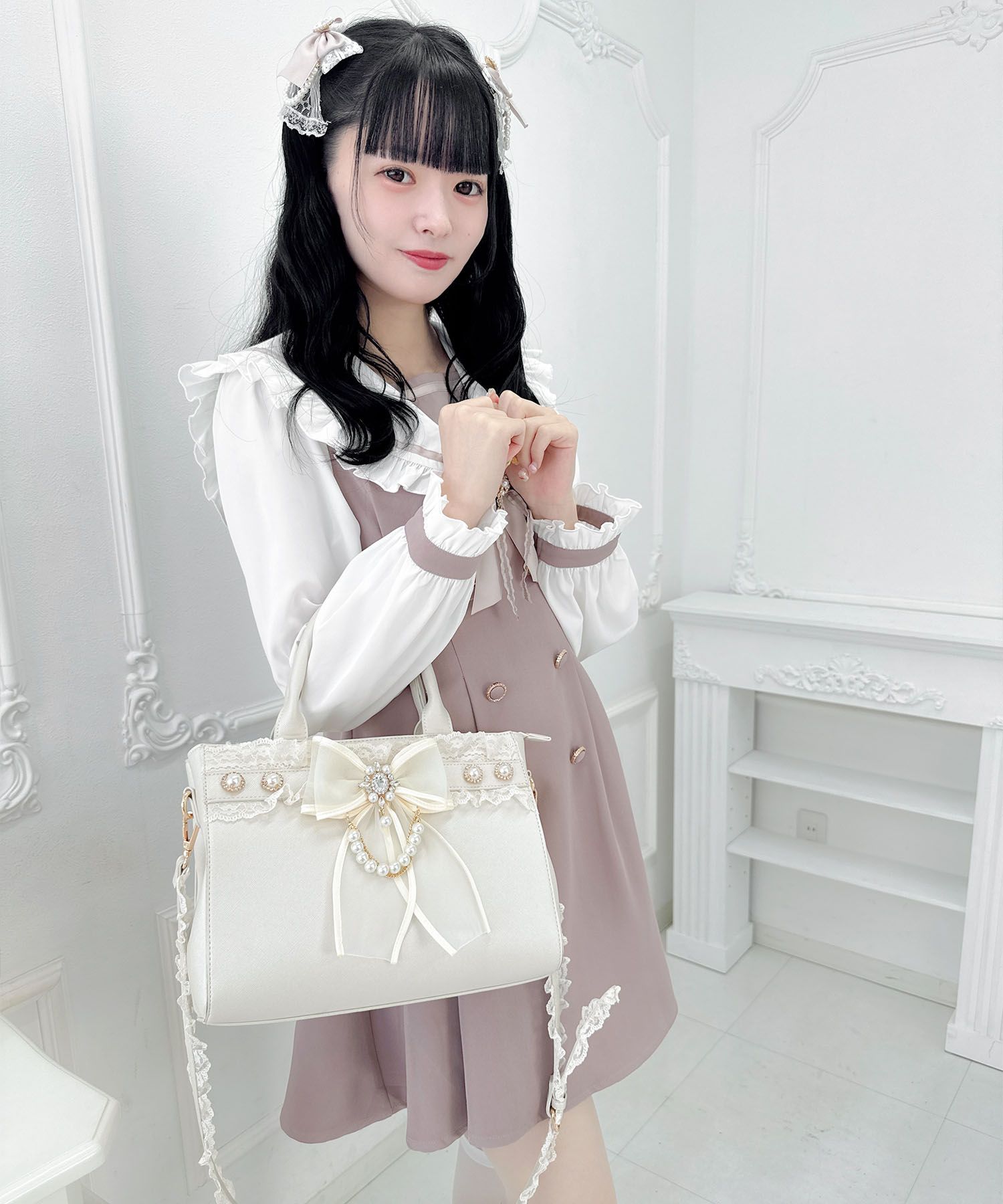 ロジータ ROJITA チュールリボン付き2wayバッグ