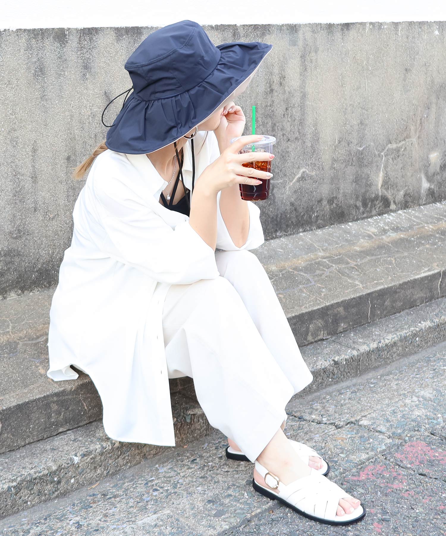 ソーシャルガール SocialGIRL UVカットロングブリムハット (グレー) グレー