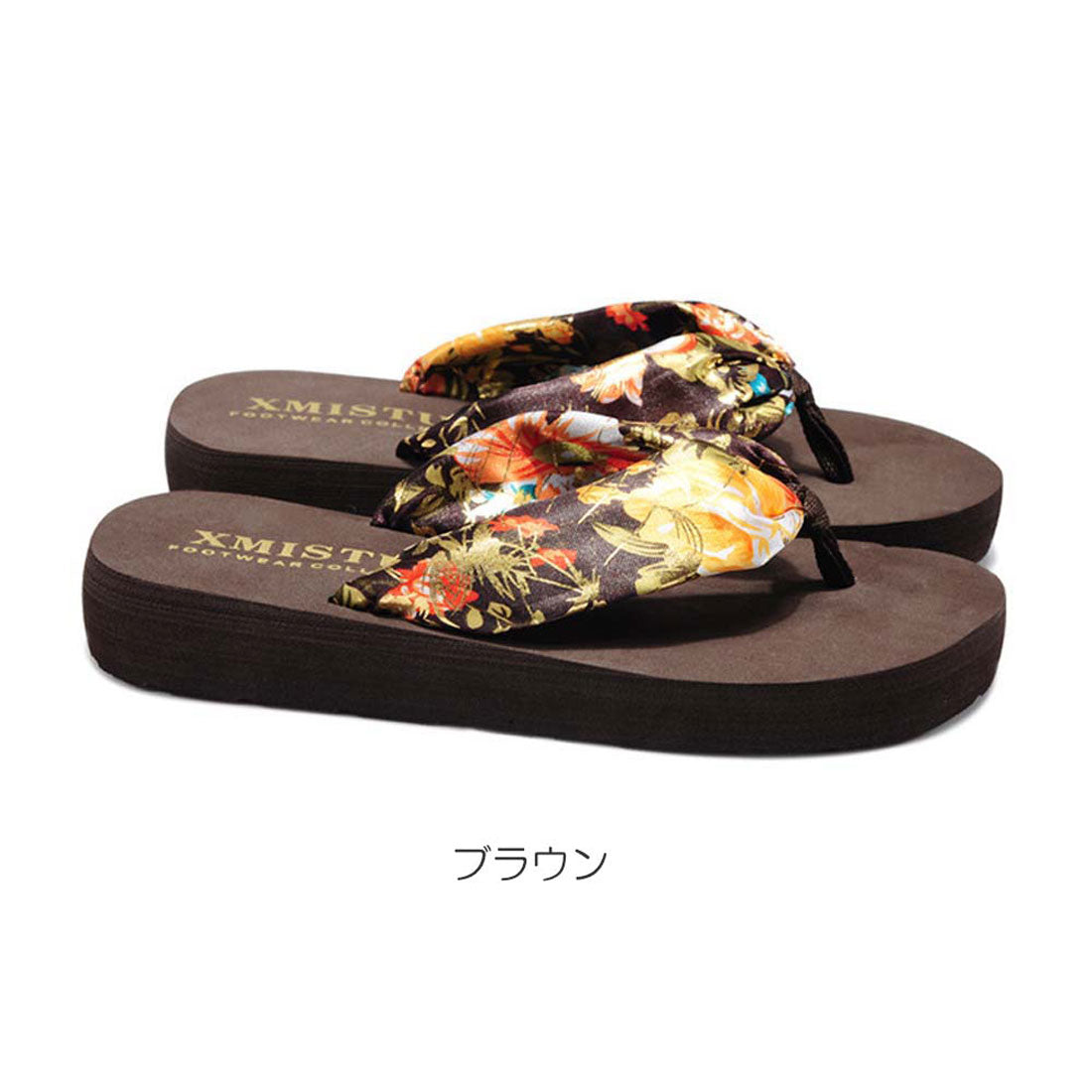 トングサンダル レディース ブラックA(フラワー)