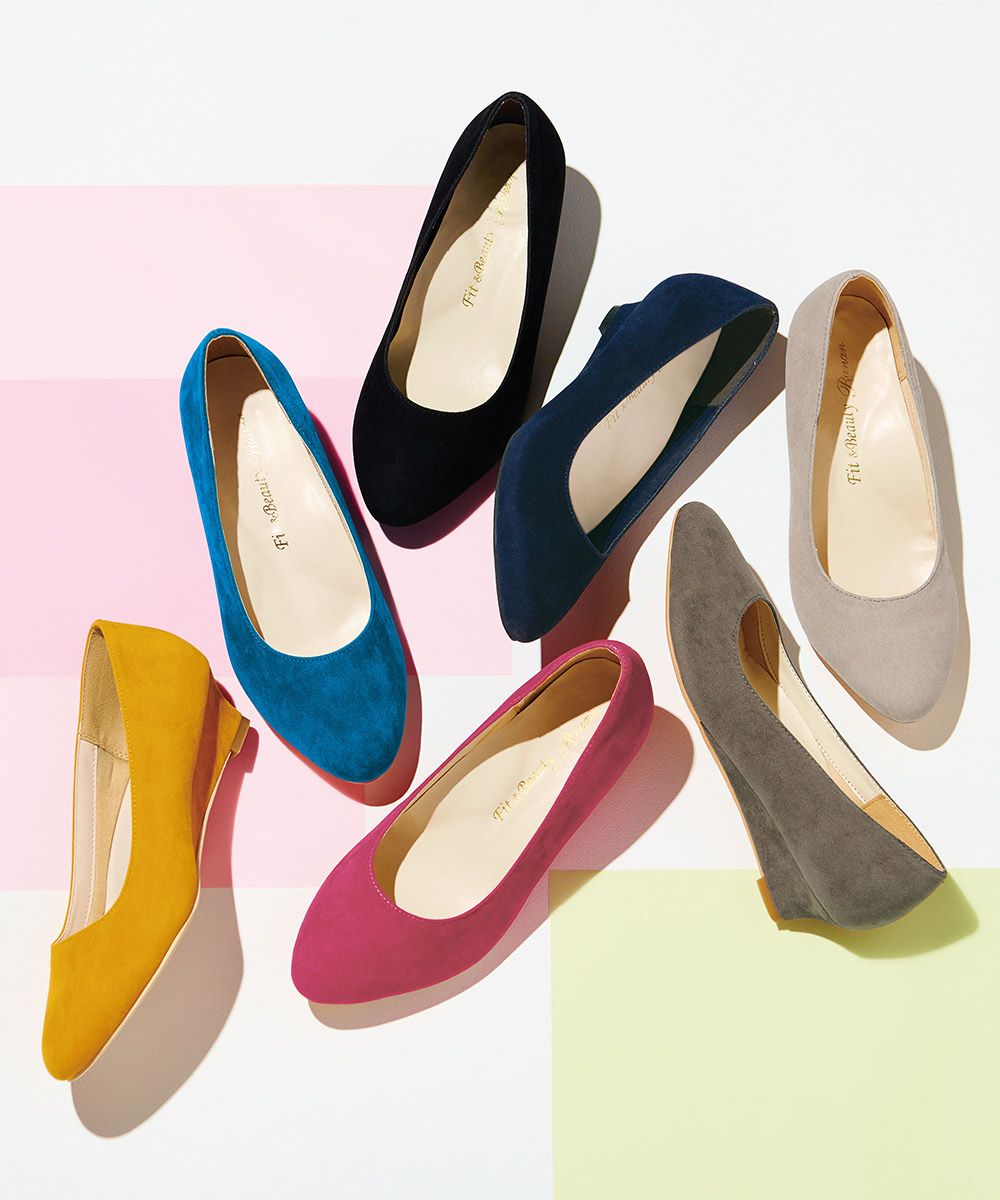 ラナン RANAN 幅広ゆったりアーモンドトゥウェッジパンプス