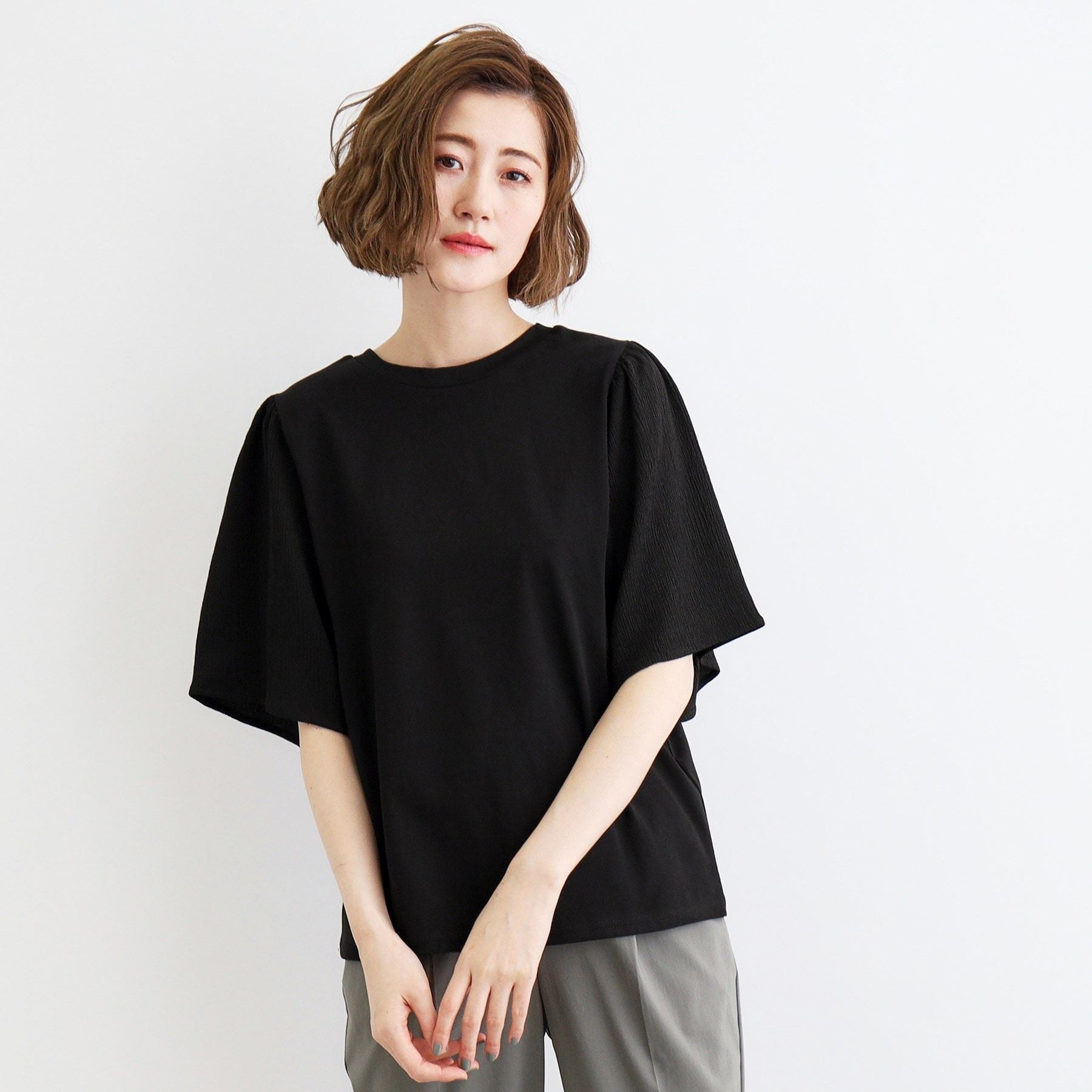 グローブ grove <接触冷感・UVカット・前後2WAY>異素材スリーブプルオーバー