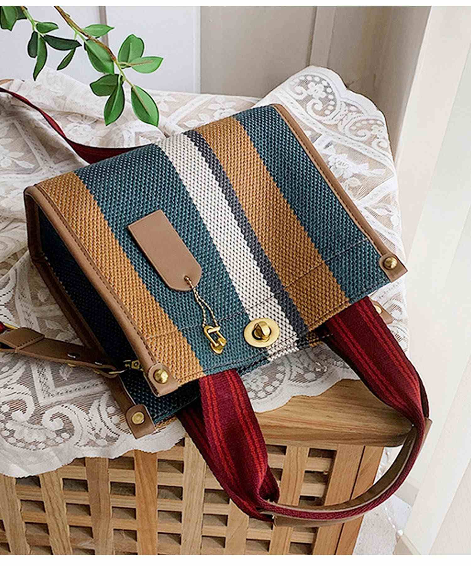 フロージュ florge 【2size展開】【3way】レトロストライプキャンバストートバッグ/ショルダーバッグ Sサイズ