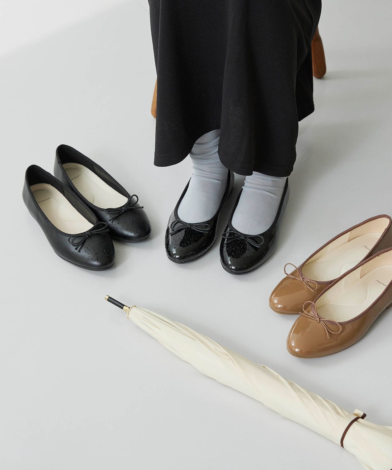 メヌエ Menue レイン バレエシューズ