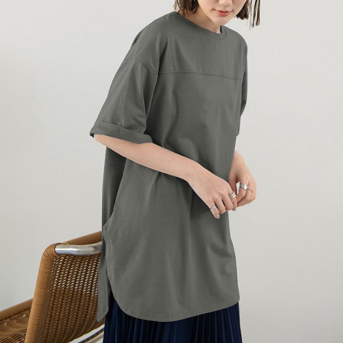チュニックtシャツ レディース スリット