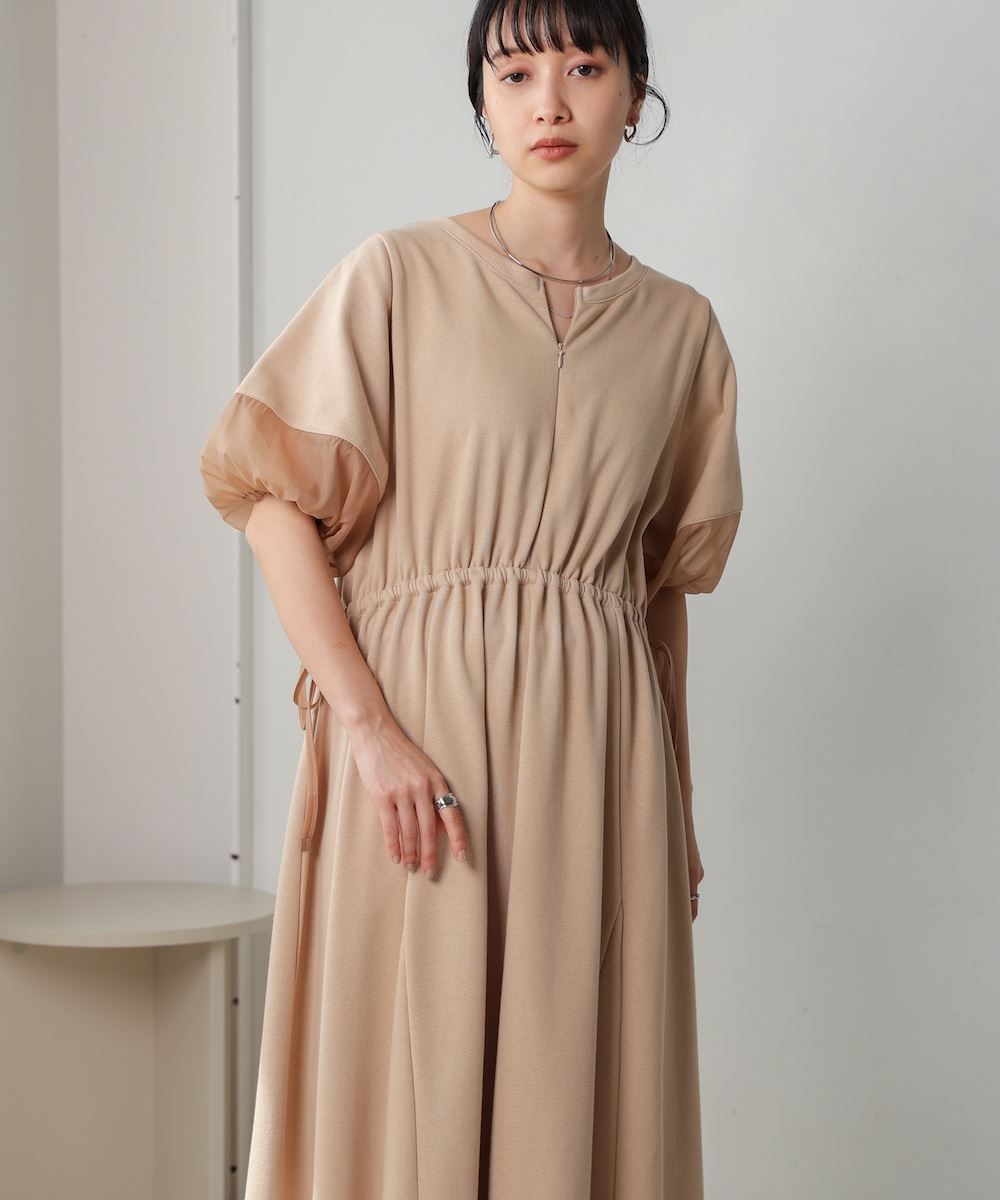 バブ Bab 前後2WAY袖オーガンジーフレアーワンピース