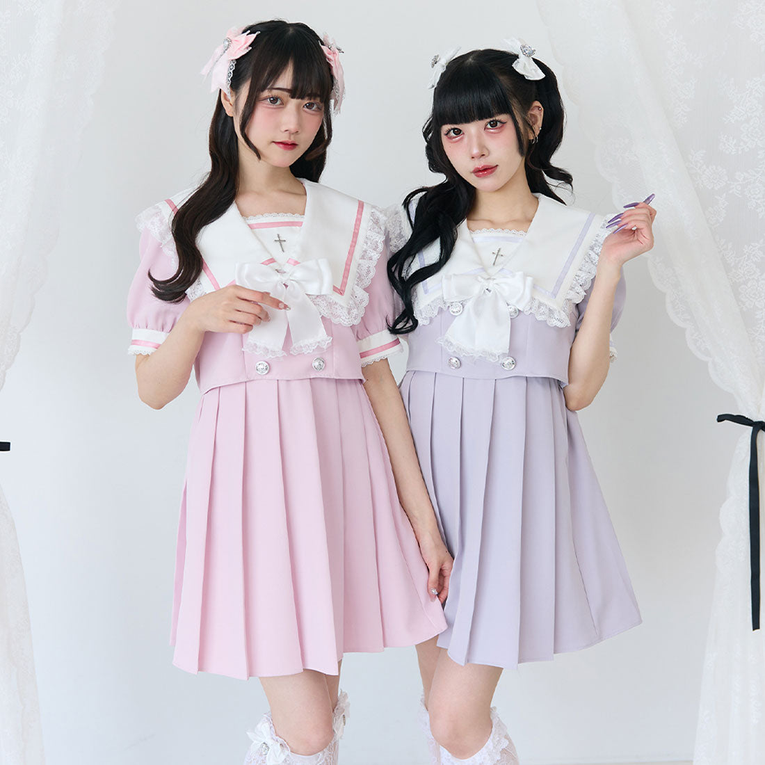 ユメテンボウ 夢展望 闇学園クロスワンピース (ネイビー×ブラック) ネイビー×ブラック