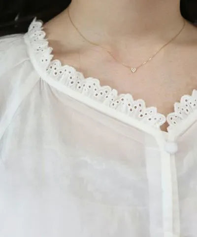 大人フェミニン｜パンチングレースベルスリーブトップス