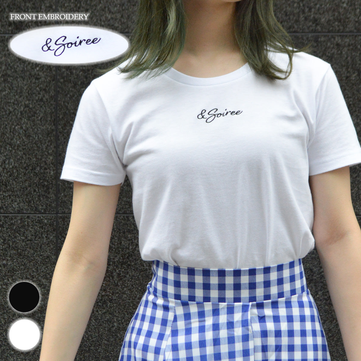 アンドソワレ &soiree 刺繍ロゴレタリングTシャツ