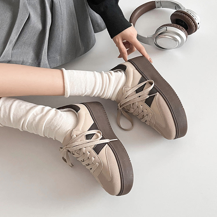 Shoes in Closet - Shukuro - Lightweight Thick Sole Basic Double Line Sneakers 2448