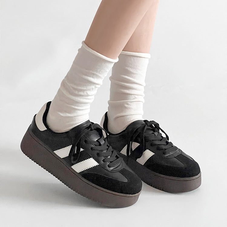 Shoes in Closet - Shukuro - Lightweight Thick Sole Basic Double Line Sneakers 2448