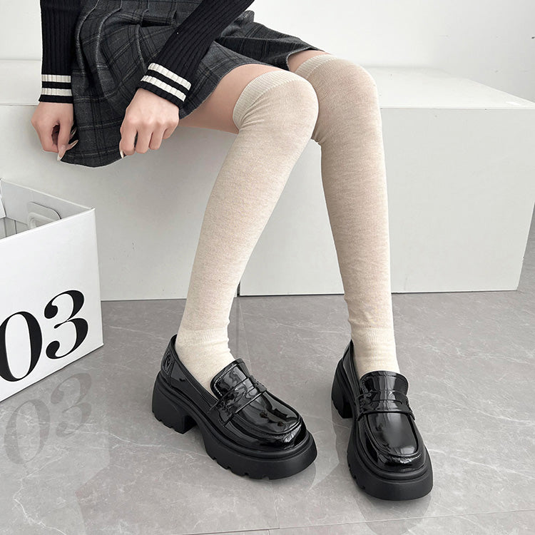 Shoes in Closet - Shukuro - Lightweight Thick Sole Tank Sole Heel Up Coin Loafer 774
