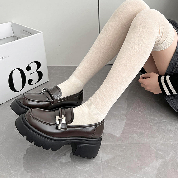 Shoes in Closet - Shukuro - Thick Sole Tank Sole Strap Design Loafer 778