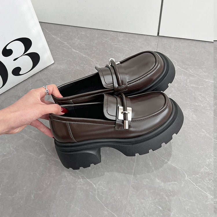 Shoes in Closet - Shukuro - Thick Sole Tank Sole Strap Design Loafer 778
