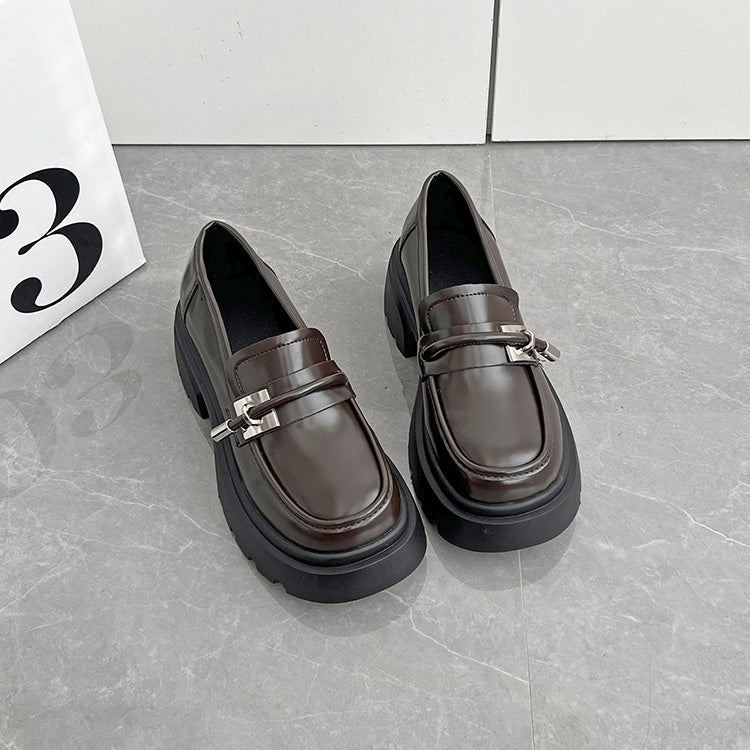 Shoes in Closet - Shukuro - Thick Sole Tank Sole Strap Design Loafer 778